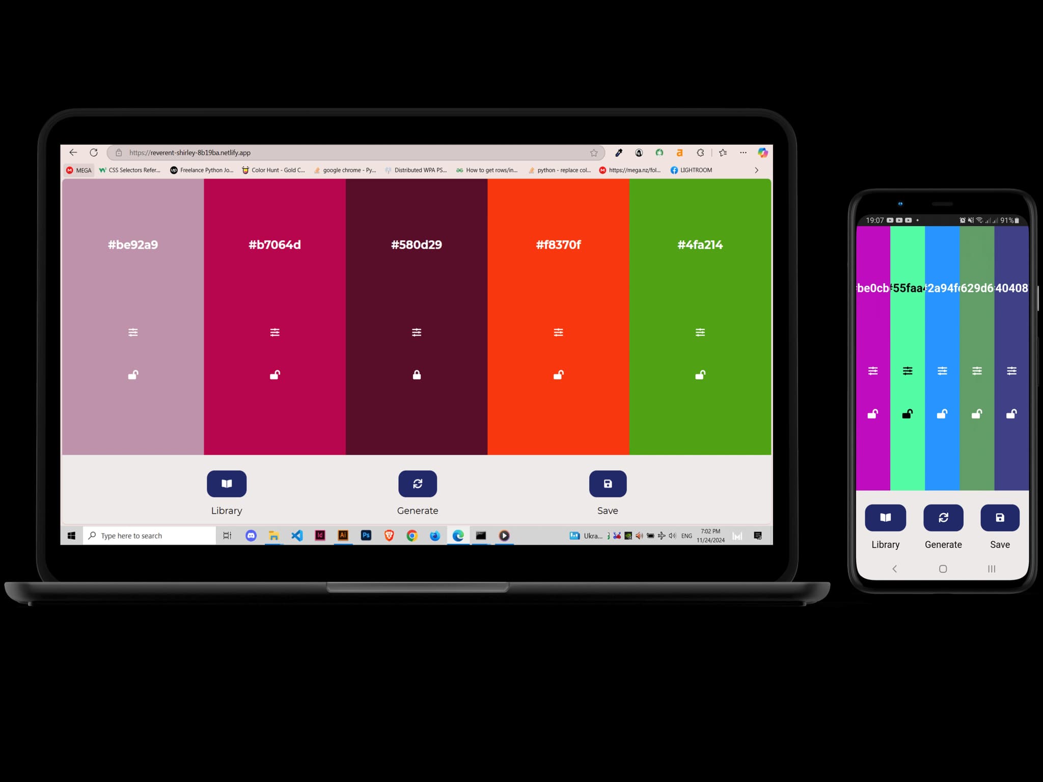 Project's mockup on a laptop and a mobile phone